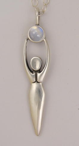 Sterling Silver Women Pendant With Rainbow Moonstone